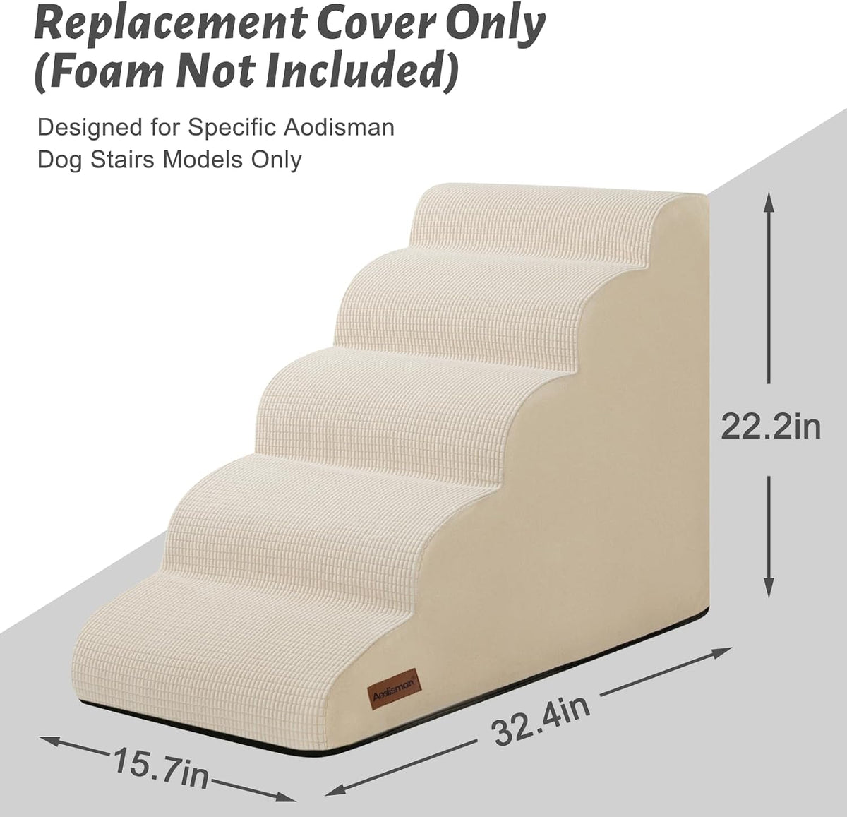 5-Step Dog Stairs Replacement Cover(for AODISMAN Pet Ramp Only),Beige