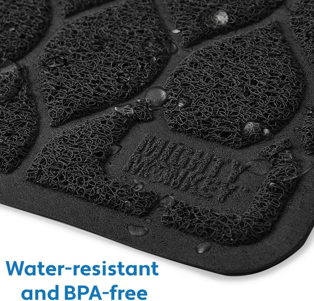 MIGHTY MONKEY Waterproof Cat Litter Box Mat, BPA Free, 24x17 Black | Easy Clean Floors, Textured Backing, Soft on Sensitive Kitty Paws, Cats Accessories, Less Waste, Stays in Place