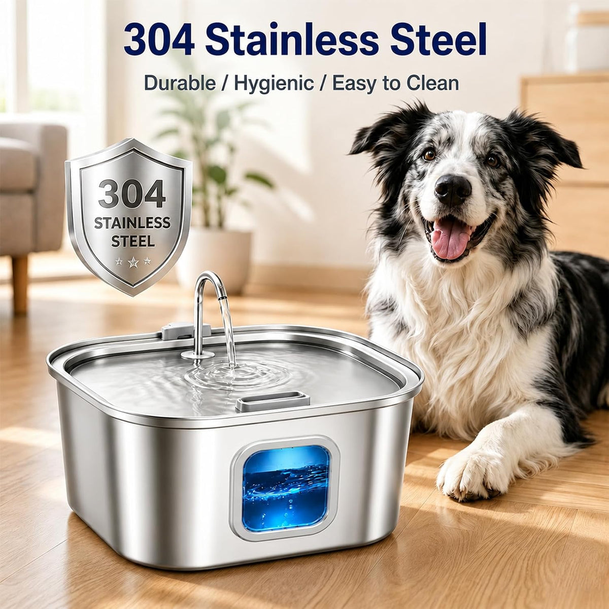 Dog Water Fountain for Large Dogs, 8L/270oz Stainless Steel Dog Bowl