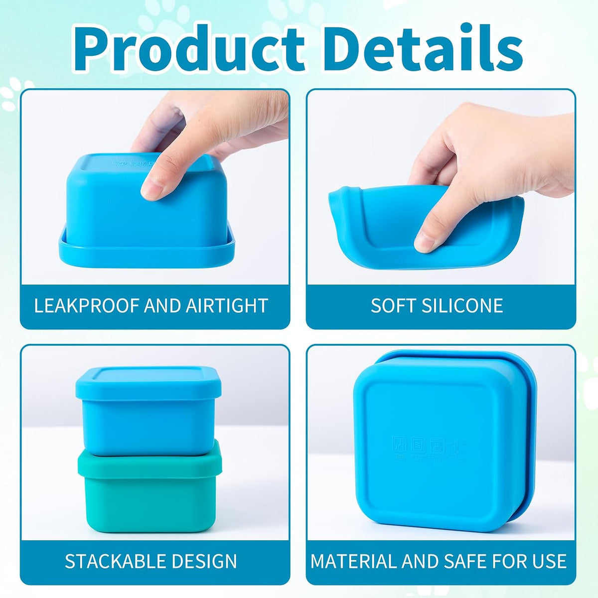Cat Can Cover 5.5 oz Canned Food Storage Container, 2Pack Silicone Can Sealer with Airtight Lids Compatible with 5.5oz Friskies & 3.5oz Cesar Dog Can for Fridge to Keep Fresh (Turquoise and Blue)