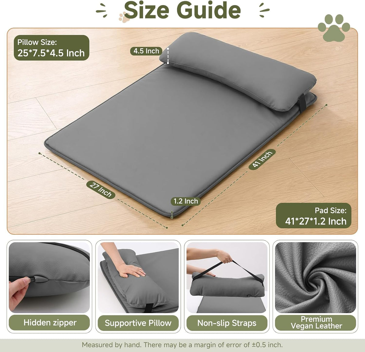 Waterproof Dog Crate Pad with Pillow, Outdoor XL Large Dog Bed for Crate