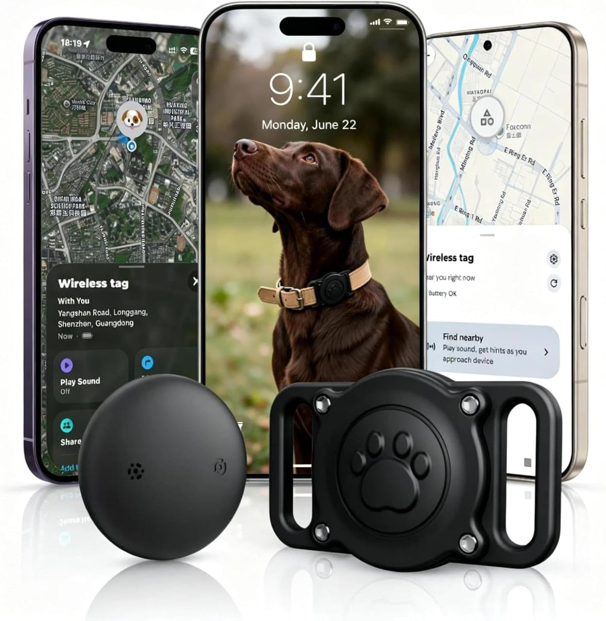 GPS Dog Tracker Collar (iOS & Android), Pet Activity Tracker No Monthly Fee