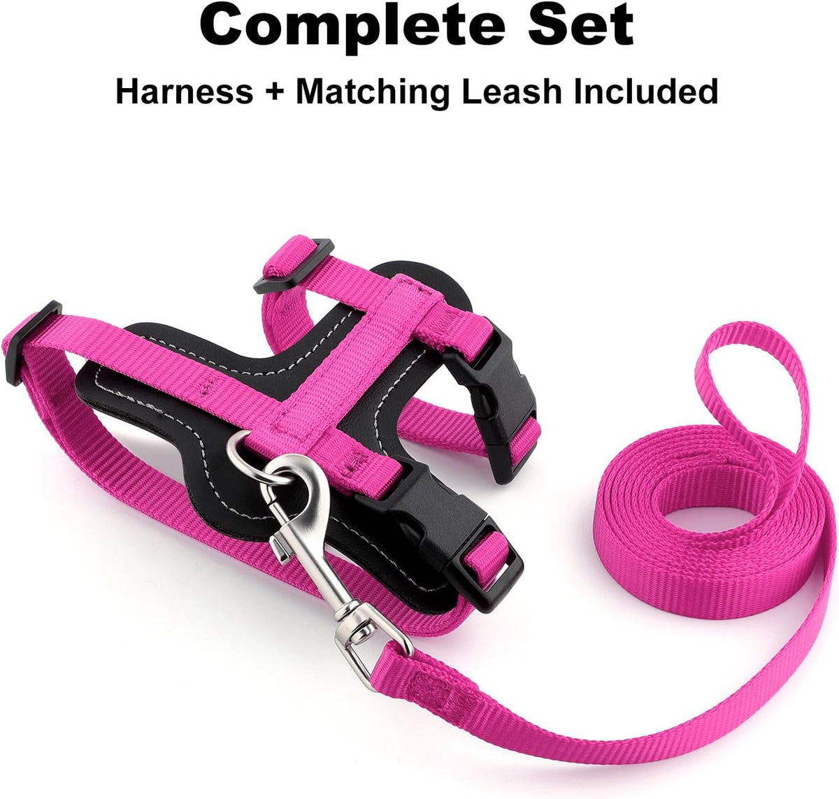 Plutus Pet Adjustable Cat Harness and Leash Set, with Leather Trim