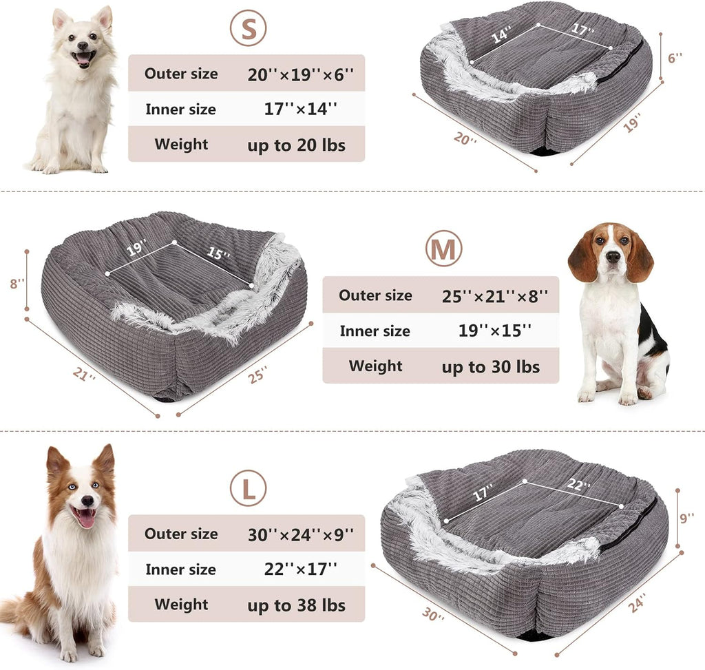 MIXJOY Medium Dog Beds for Medium Large Dogs with Cover Cave, 30in