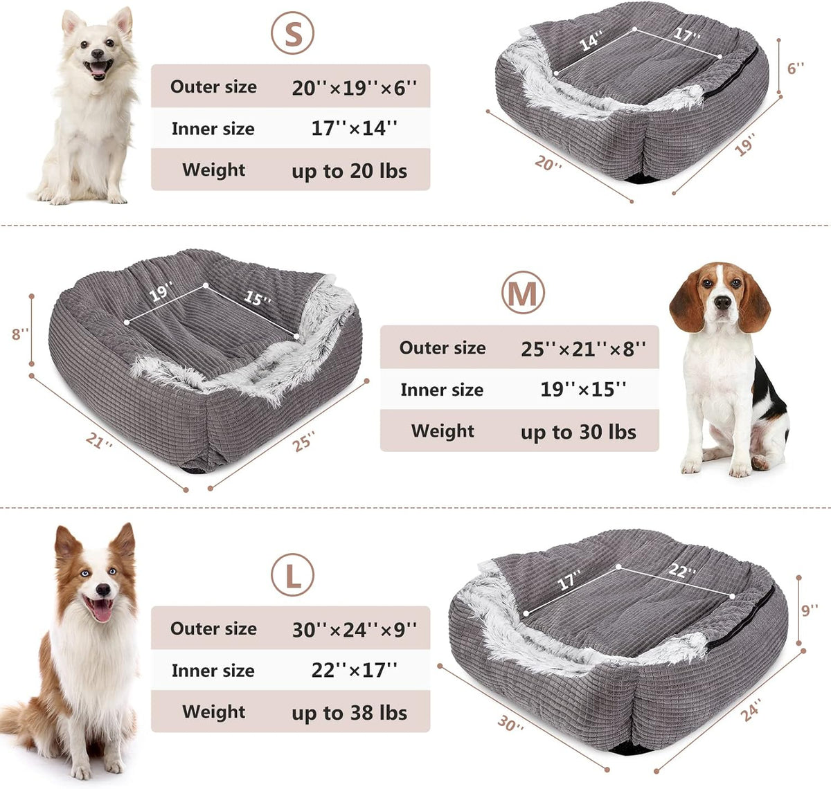 MIXJOY Medium Dog Beds for Medium Large Dogs with Cover Cave, 30in