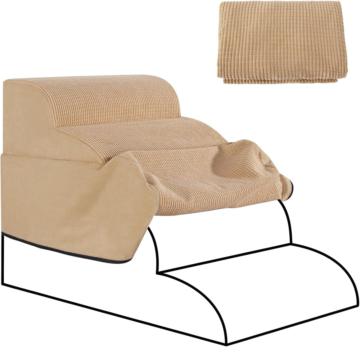 4-Step Dog Stairs Replacement Cover(for AODISMAN Pet Ramp Only),Khaki
