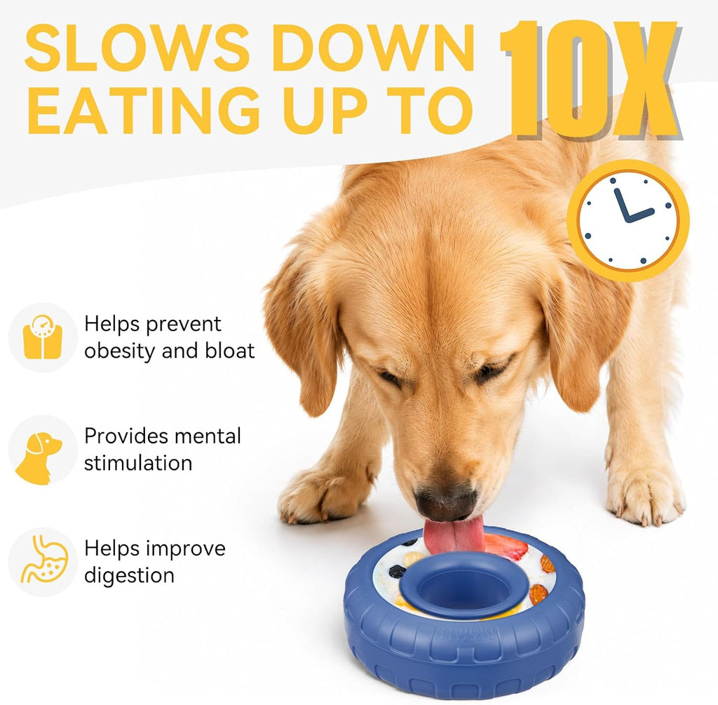 Dog Enrichment Lick Bowl, Bestalk Slow Feeder Lick Mat for Dogs, Freeze Puzzle Licking Bowl for Anxiety Relief, BPA Free Silicone, Dishwasher Safe(Dark Blue,S)