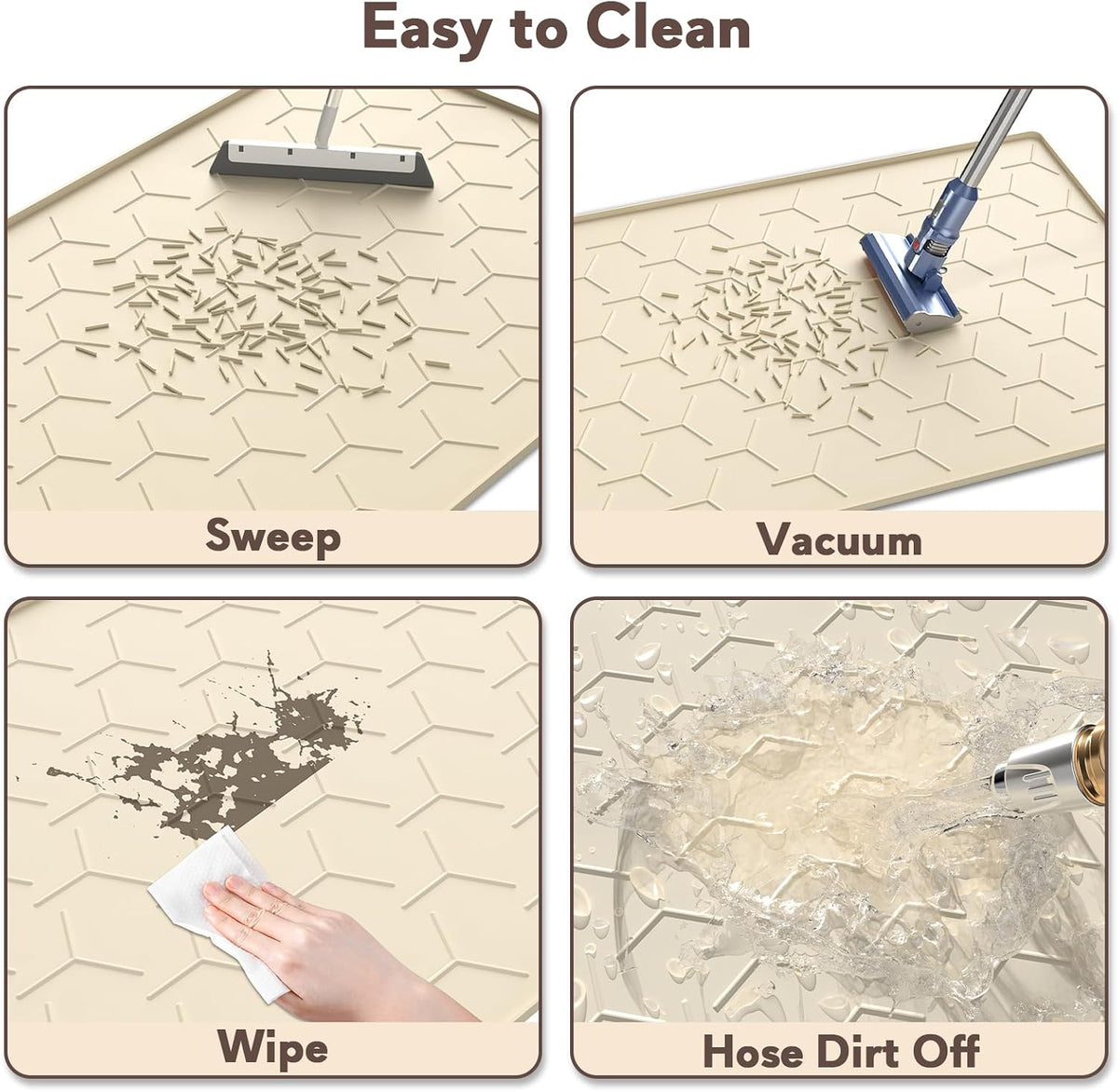 Garoopion Silicone Cat Litter Mat Large 40" X 28", Easy to Clean, Beige