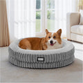 BALANCE Donut Dog Bed, 30 Inches Round Dog Bed Medium Size Dogs Washable, Orthopedic Calming Dogs Beds for Kitten, Fluffy Plush Faux Fur Pet Bed with Anti-Slip Bottom