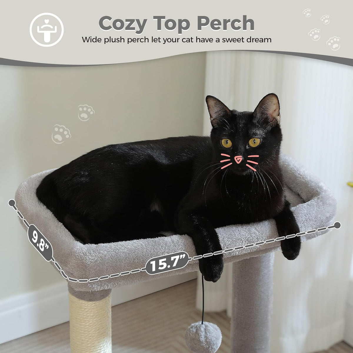 PEQULTI 4-in-1 Cat Activity Tree for Kittens & Small Cats, 33in Grey Tower