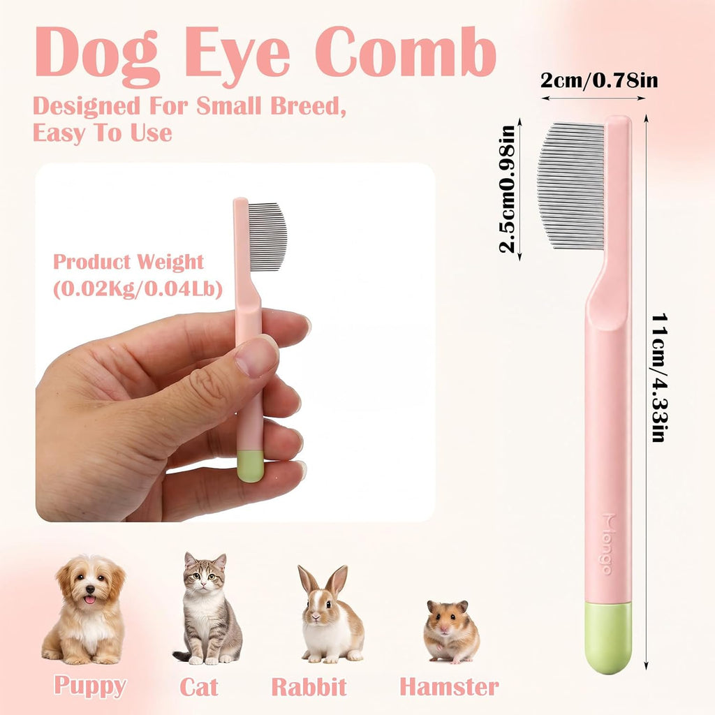 Round-Tip Dog Eye Comb, Pink Fine Tooth Comb for Small Pet Dog Cat Hamster