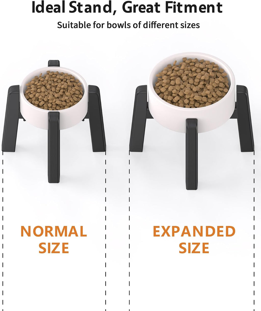 Dog Bowl Stand with Adjustable Width [2 Pack, Stand Only] | Elevated Pet Water & Food Bowl for Medium Dogs, Stable and Anti-Slip Raised Bowl