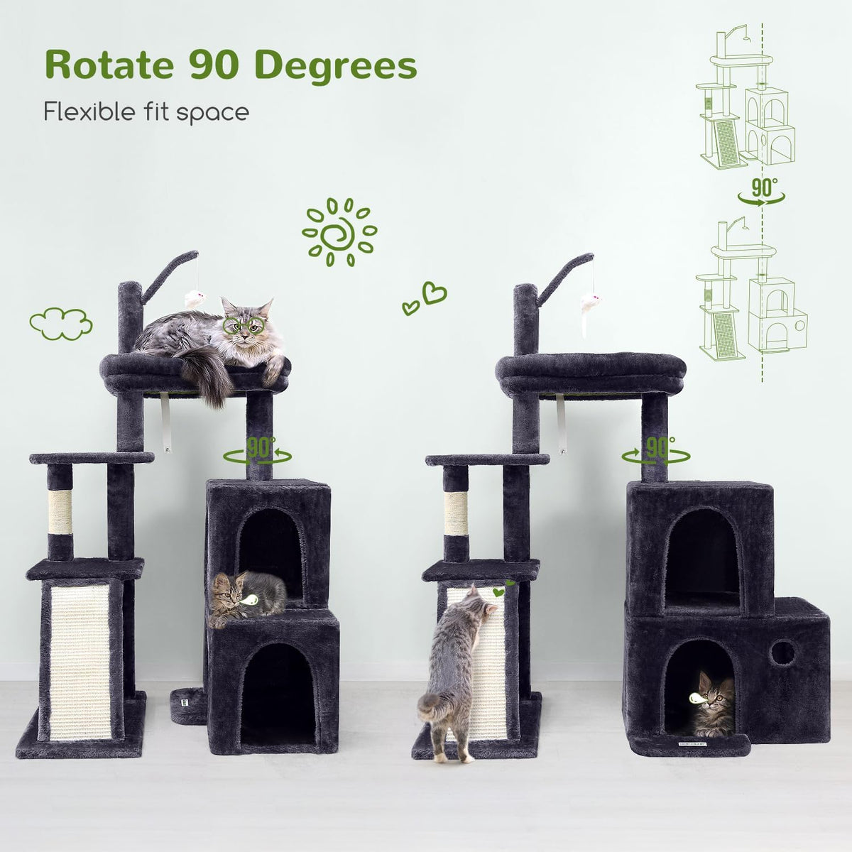 Globlazer Maine Coon Cat Tower for Indoor Adult Cats, F50, Dark Grey