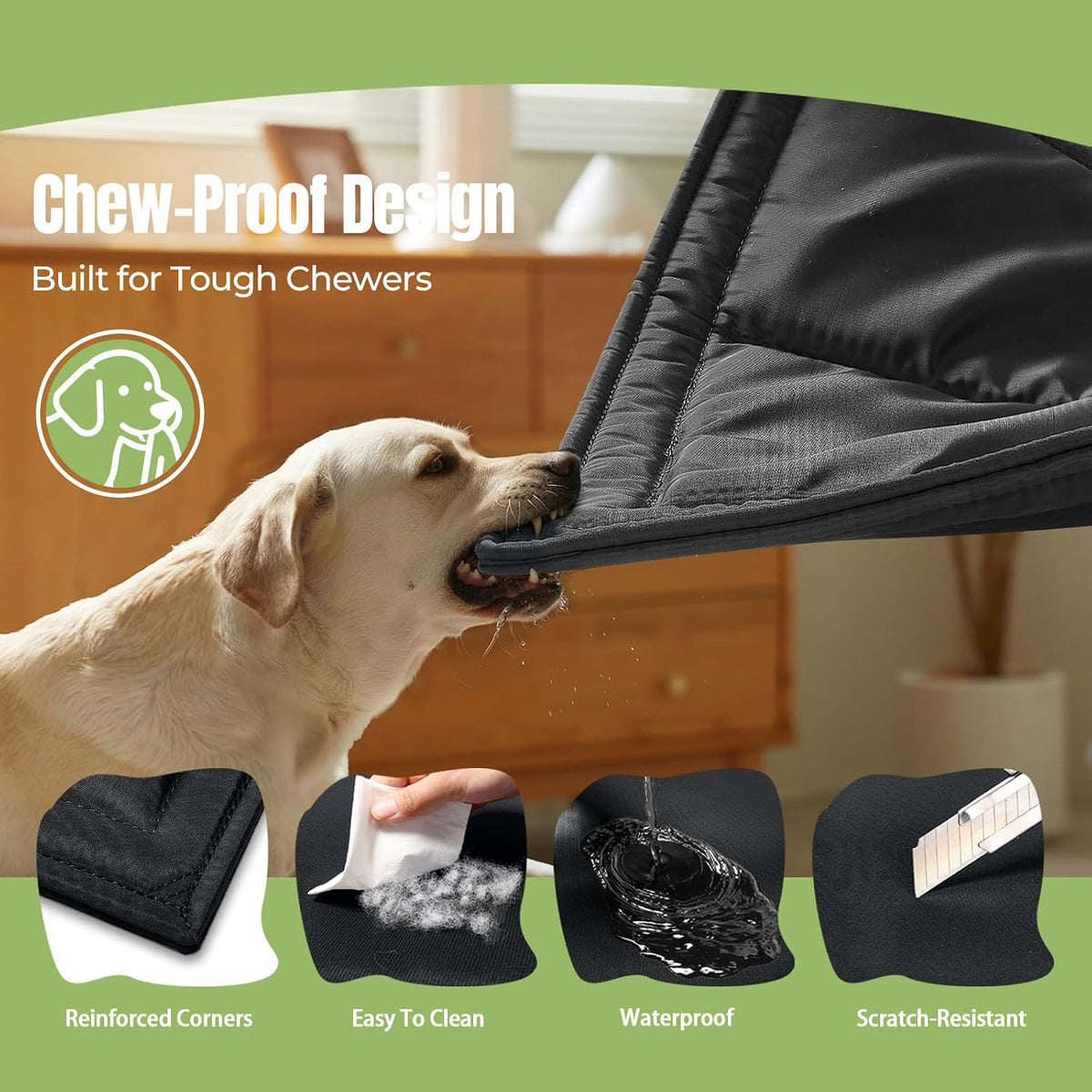 Chew Proof Indestructible Dog Bed, Durable Dog Crate Pad, X-Large (28"x47")