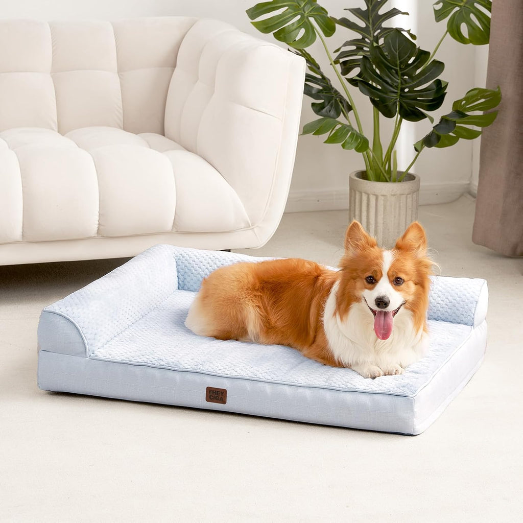 EHEYCIGA Orthopedic Dog Bed, Medium Memory Foam Dog Bed, Washblue