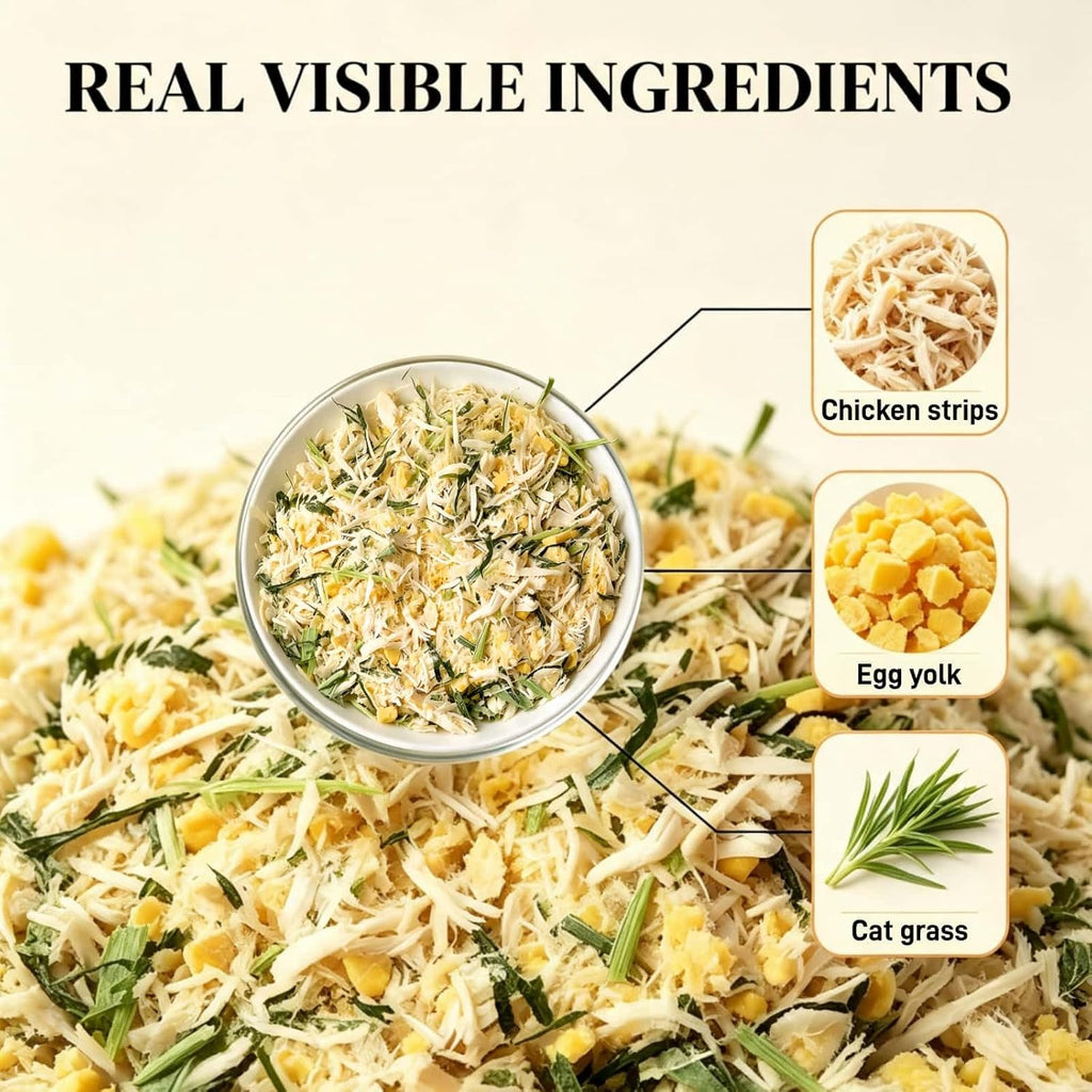8.11 oz Dog & Cat Food Topper - Freeze-Dried Chicken Flavor Cat Grass Bites