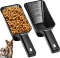 2 Cup Dog Food Scoop(2 Pack), Plastic Pet Food Scoop with Measuring Lines for Accurate Pet Food Portions,Dishwasher Safe (Black)
