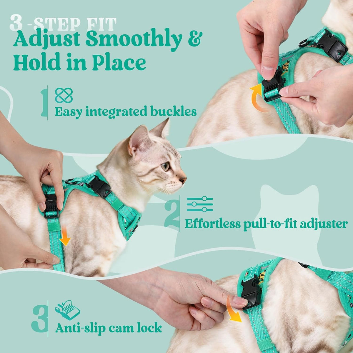 rabbitgoo Cat Harness and Leash Set, Easy-on with Neck Buckle, Kitty Grove