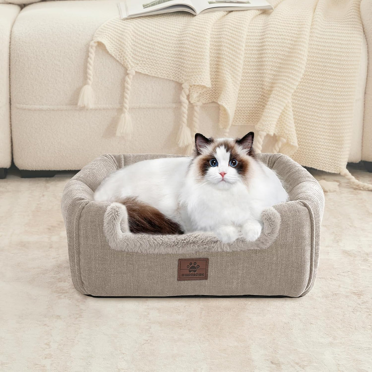WINDRACING Cat Bed for Indoor Cats - Cat Cave Cat House Cats Tent with Removable Washable Cushioned Pillow, Soft and Self Kitten beds