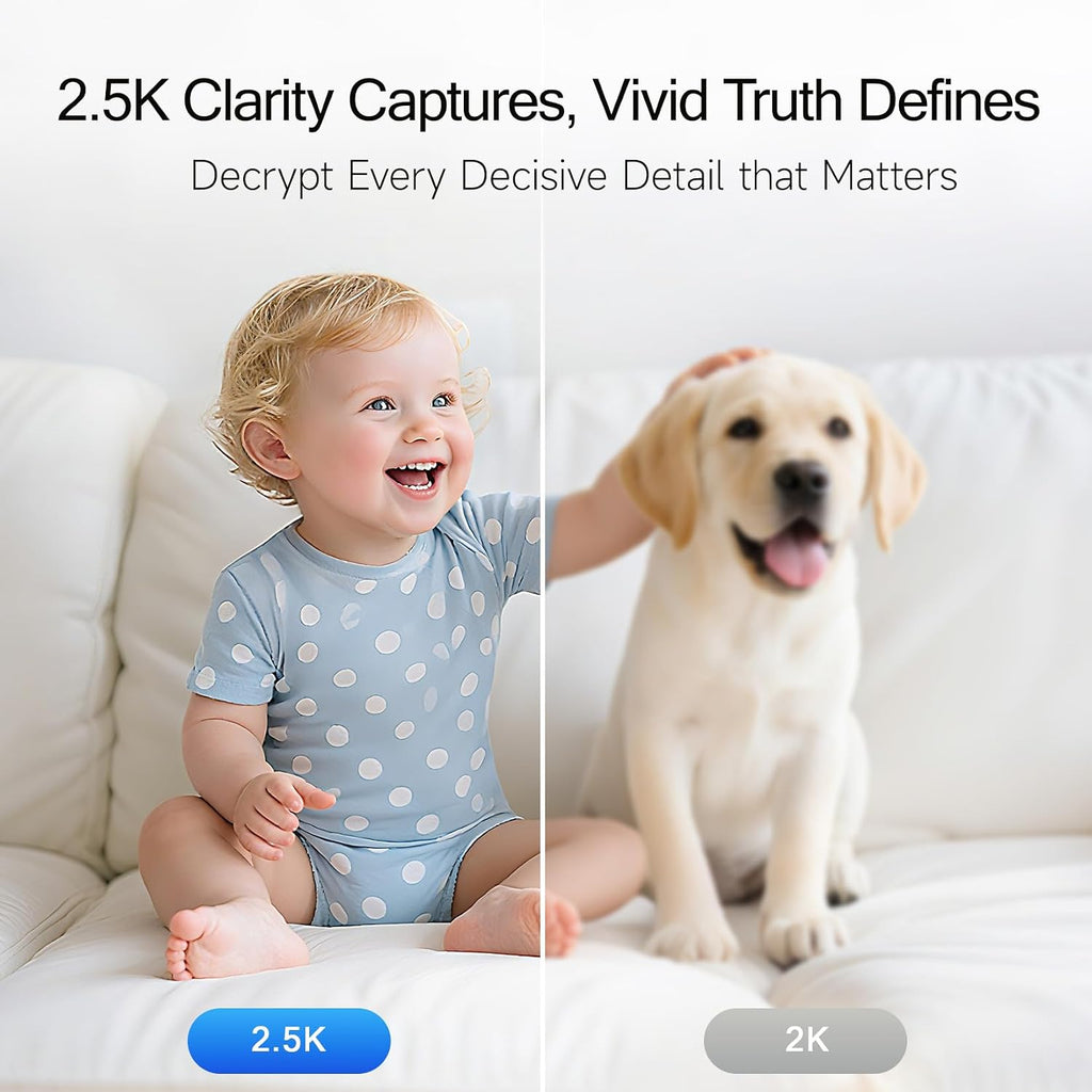 2.5K Indoor Security Camera, Free AI Person/Pet/Cry Detection, 4MP Baby Monitor/Dog/Cat/Pet Camera with Phone App, Pan Tilt 2.4GHz WiFi, Night Vision, Full Duplex Audio for Home Security