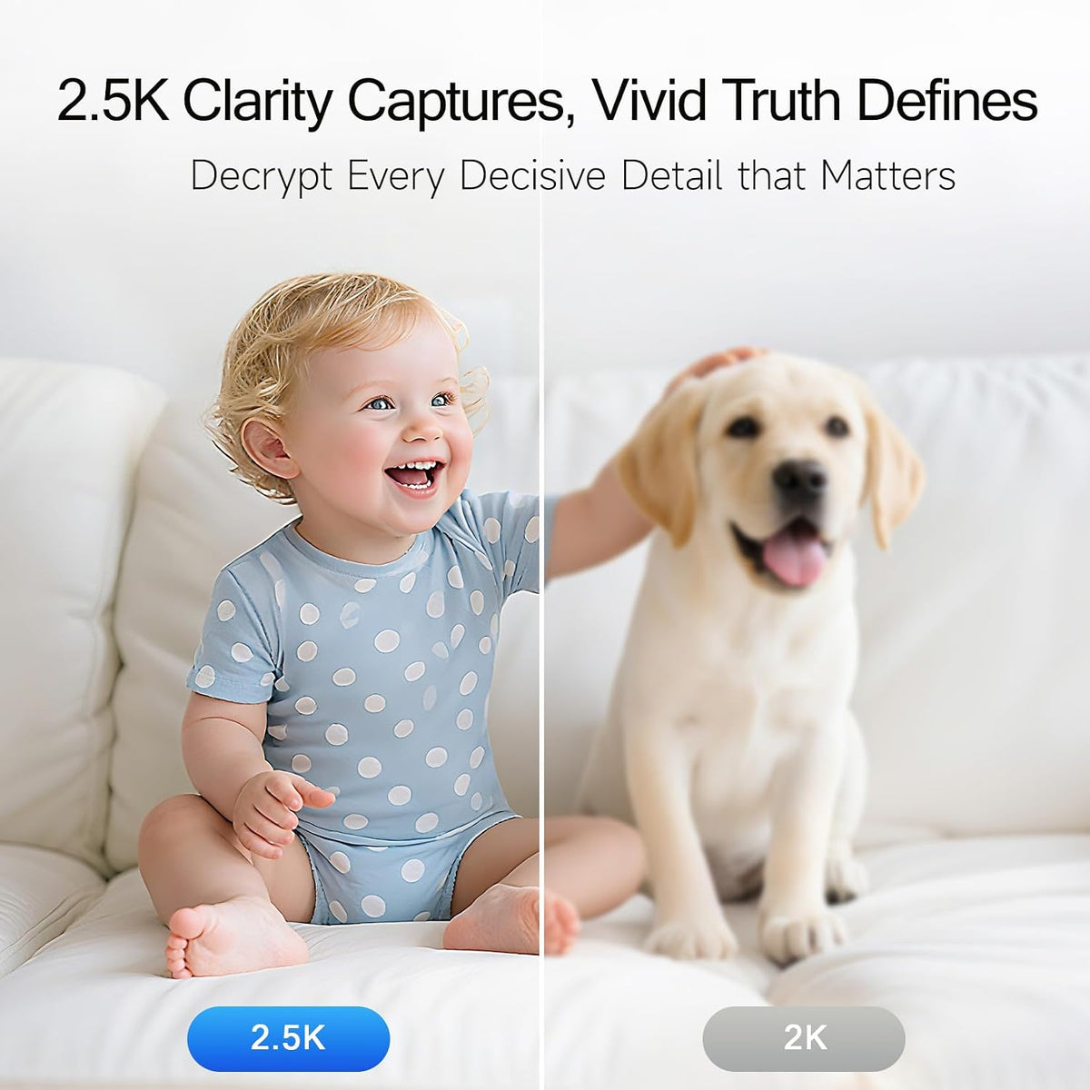 2.5K Indoor Security Camera, Free AI Person/Pet/Cry Detection, 4MP Baby Monitor/Dog/Cat/Pet Camera with Phone App, Pan Tilt 2.4GHz WiFi, Night Vision, Full Duplex Audio for Home Security
