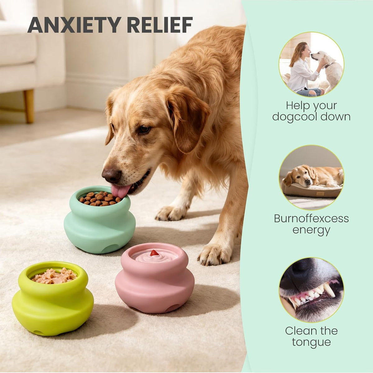 MateeyLife Freeze Dog Enrichment Lick Toy, Stuffable Frozen Lick Treat Bowl