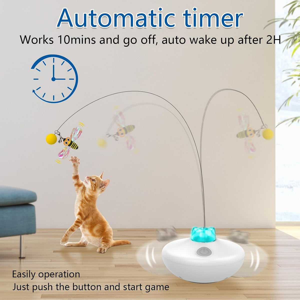 Oxawo Interactive Cat Toys Indoor Cats Toy Automatic Moving Feather Wand