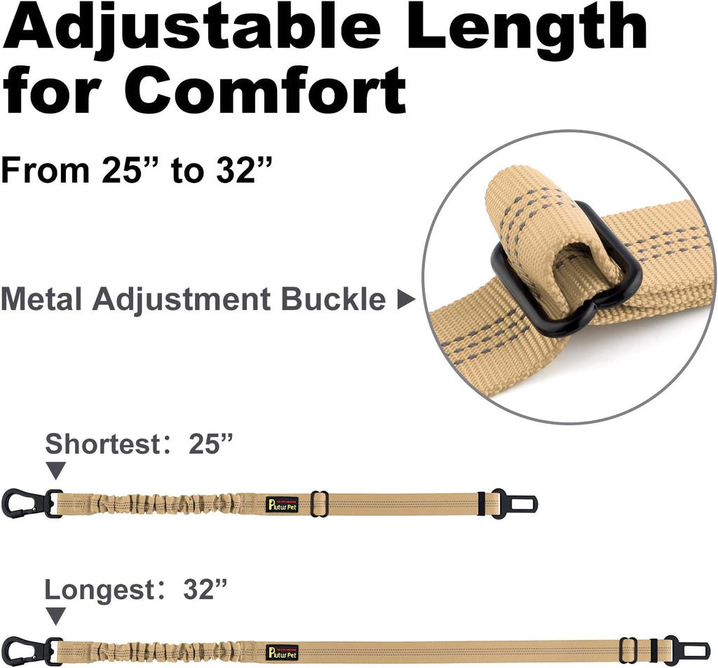 Plutus Pet Dog Seat Belt for Car, Adjustable Harness with Elastic Bungee