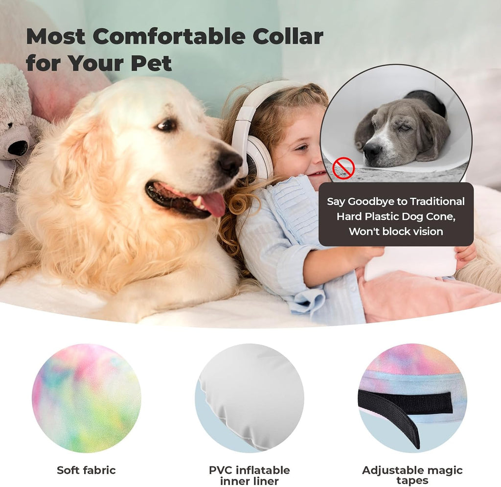 Inflatable Cone Collar for Dogs and Cats, Dog Neck Collar Recovery E-Collar Alternative After Surgery, Elizabethan Collar for Dogs Recovery