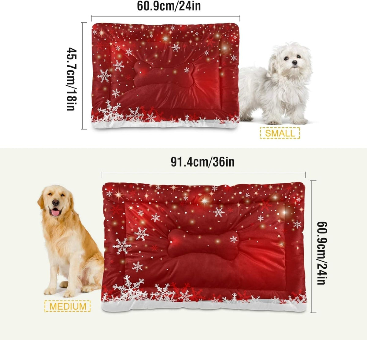 Blueangle Christmas Snowflakes Pet Bed Soft Crate Mat,Washable Dog Crate Bed Cushion Anti-Slip,Pet Mattress for Small Medium Dogs and Cats Kennel Pad, 18x24inch
