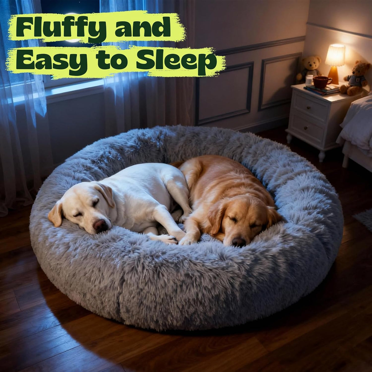 Memory Foam Orthopedic XXL Dog Beds for Extra Large Size Dogs,48 Inch,Grey