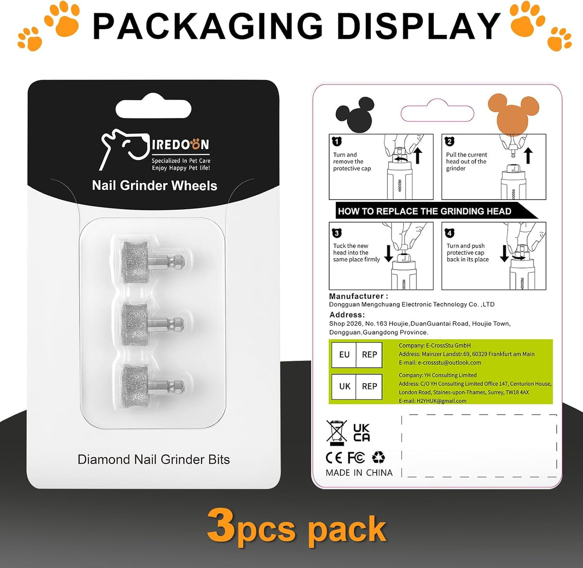 Dog Nail Grinder Replacement Head for Most Brands and All Pets 3PCS