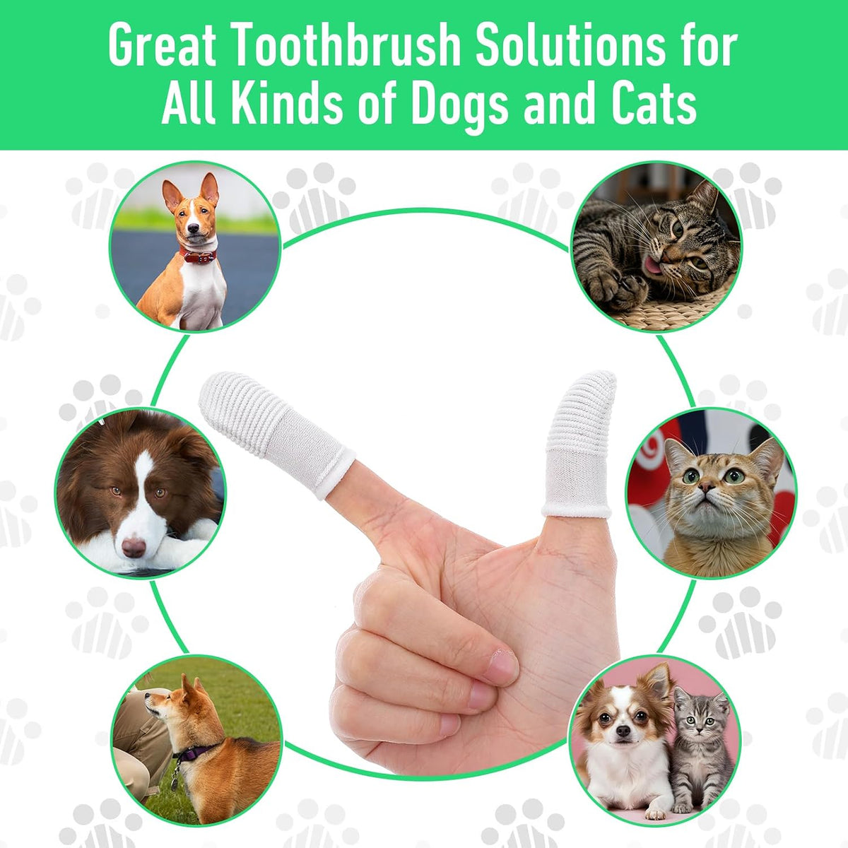 YUIANLB Pet Dental Care Kit Finger Toothbrush Oral Cleaning Wipes Soft Washable Fabric Freshens Breath Reduces Plaque Tartar Complete Oral Hygiene Set for Puppies Kittens at Home (80)