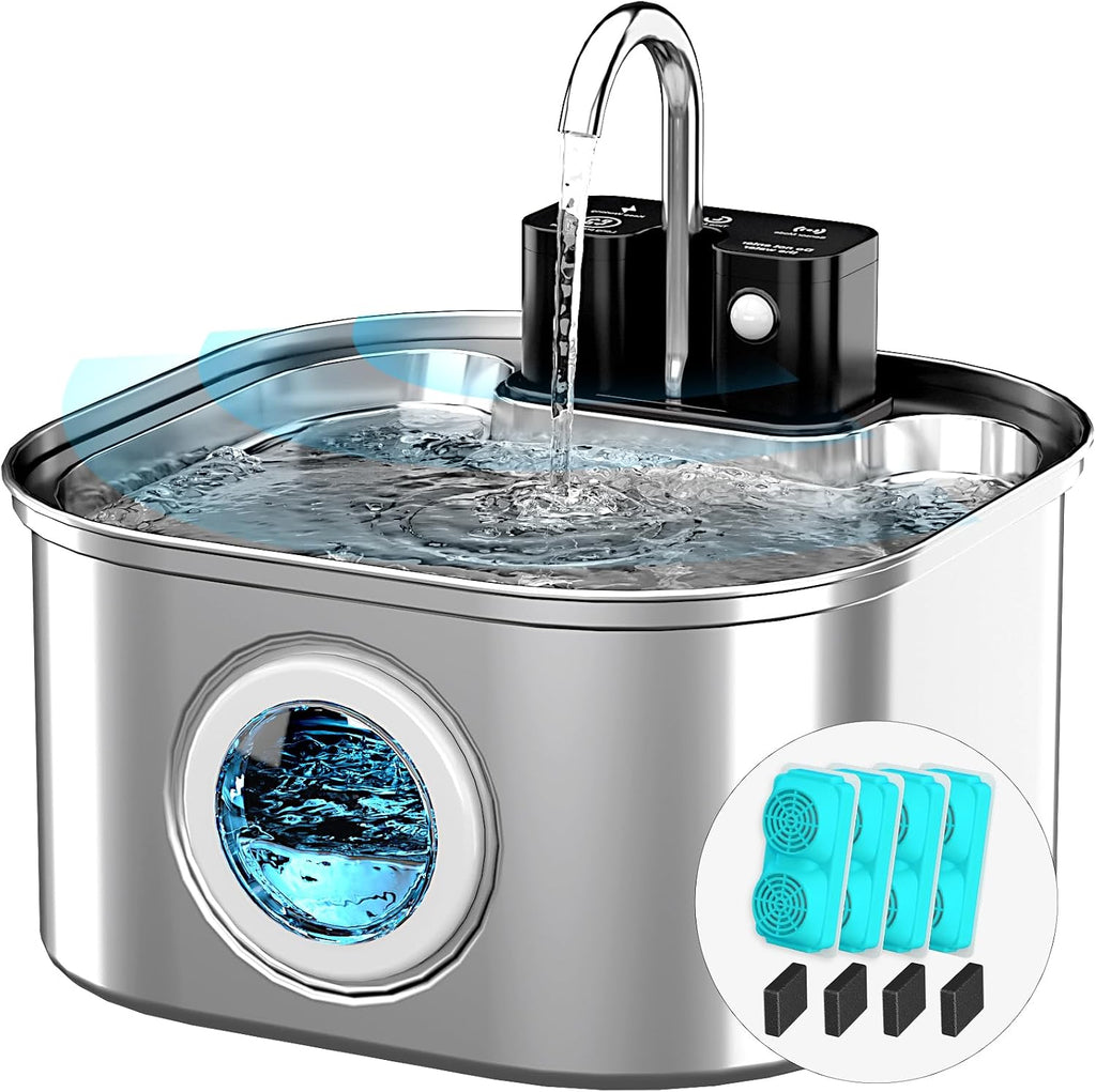 Lawfery 3.2L/108oz Wireless Stainless Steel Cat Water Fountain