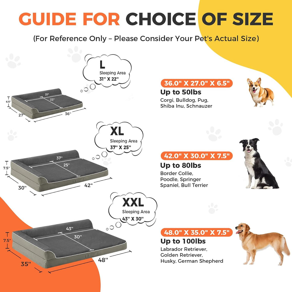 XL Orthopedic Dog Bed for Large Sized Dogs, 42"x30", Olive Green