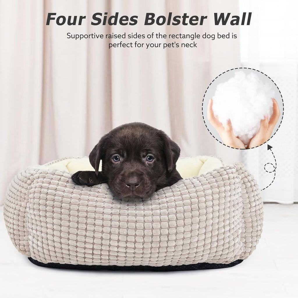 MIXJOY Dog Beds for Medium Dogs Washable, Rectangle Pet Bed Medium Size Dog, Orthopedic Sleeping Pet Sofa Bed, Soft Calming Cat Beds for Indoor Cats, Anti-Slip Bottom with Multiple Size