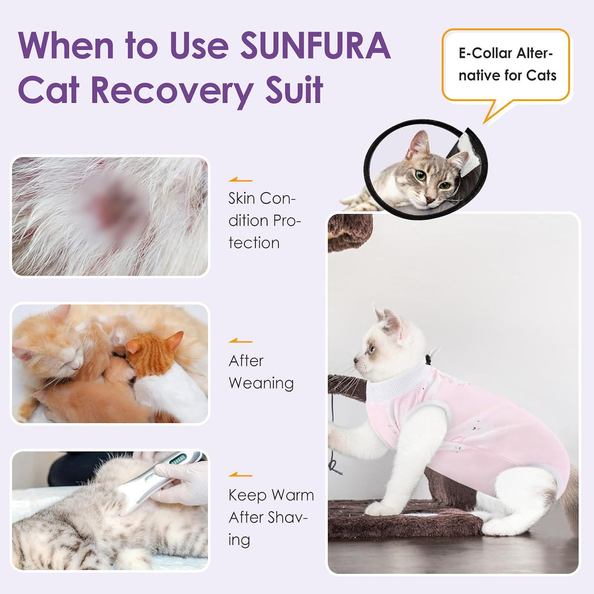 Cat Recovery Suit, Soft Kitten Onesie for Cats After Surgery Female