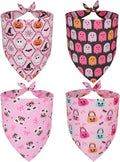 ADOGGYGO Pink Halloween Dog Bandanas, 4 Pack Girl Dog Halloween Scarf, XL