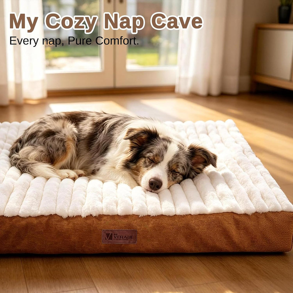 Orthopedic Dog Bed for Large Dogs,Firm Egg Crate Foam,Non-Slip Bottom,Brown
