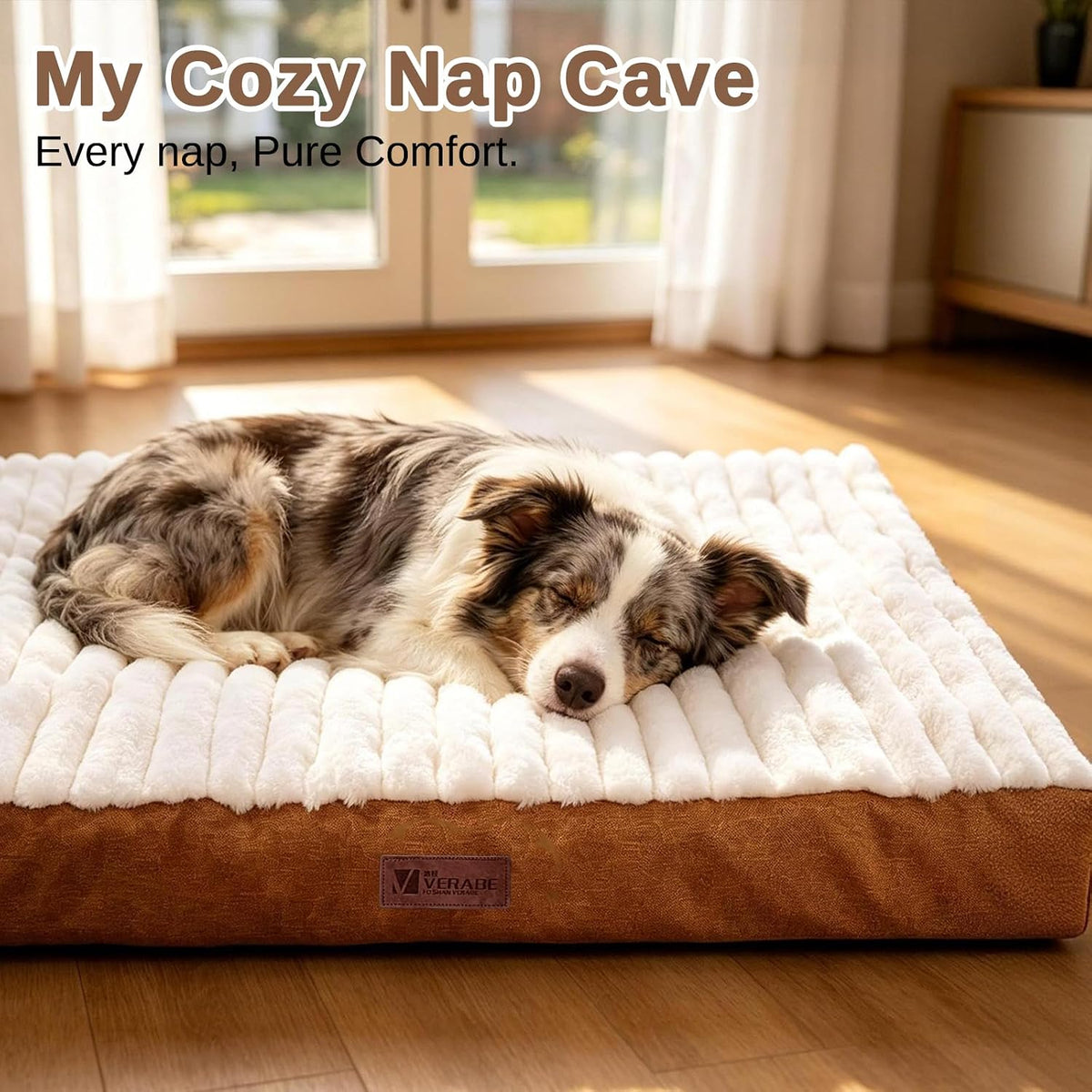 Orthopedic Dog Bed for Large Dogs,Firm Egg Crate Foam,Non-Slip Bottom,Brown