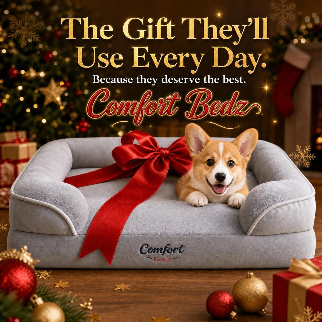 Orthopedic Dog Sofa Bed, Gray, Plush, Raised Bolsters, Supportive Foam, for Dogs (Medium)