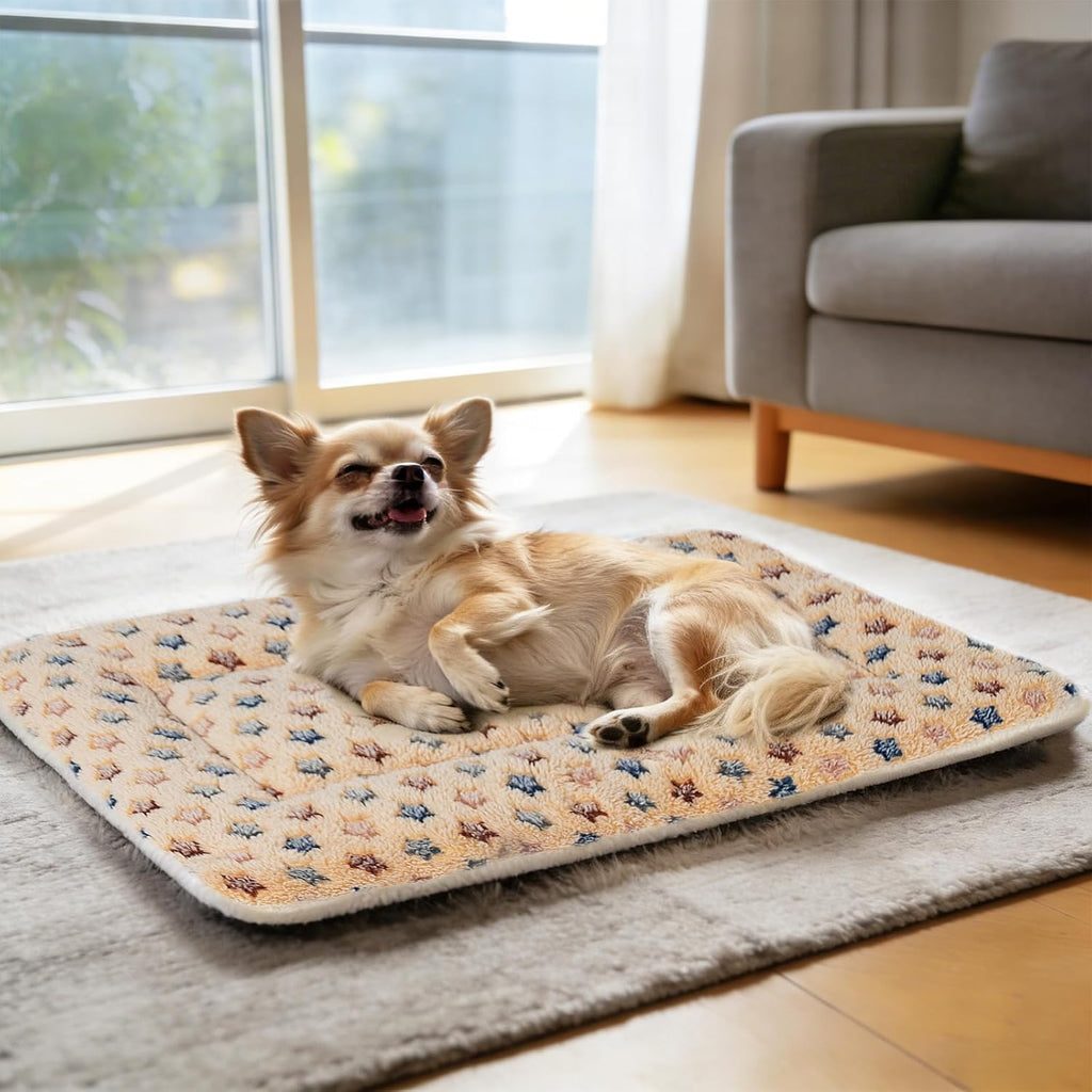 Mora Pets Dog Bed Crate Pad Ultra Soft Pet Mat Star Print 22 Inch Brown