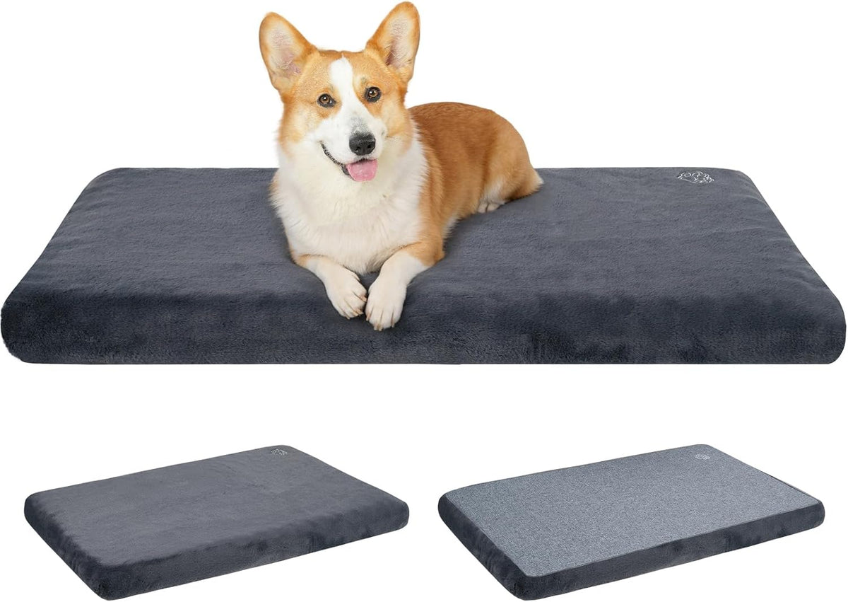EMPSIGN Dog Bed Mat Crate Pad Mattress, Ultra Soft Pet Kennel, Grey, M