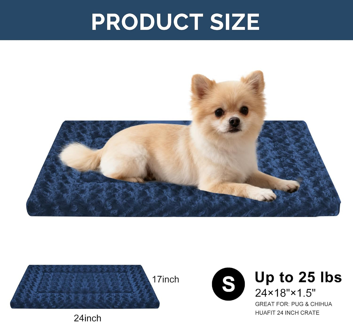 Dog Beds Crate Pad, Dog Bed Mat for Smal Dogs Sleeping, Soft, Durable, Washable & Anti-Slip Crate Pads, Reversible Mat Bed Kennel Mat Cat Bed