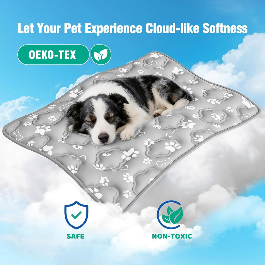 Dog Cooling Mat, Extra Large Cooling Dog Bed Mat for Indoor & Outdoor, Q-Max>0.5, Machine Washable Non-Toxic Portable Pet Cooling Pad for Kennel, Crate, Car - XL(44" x 30") - Grey