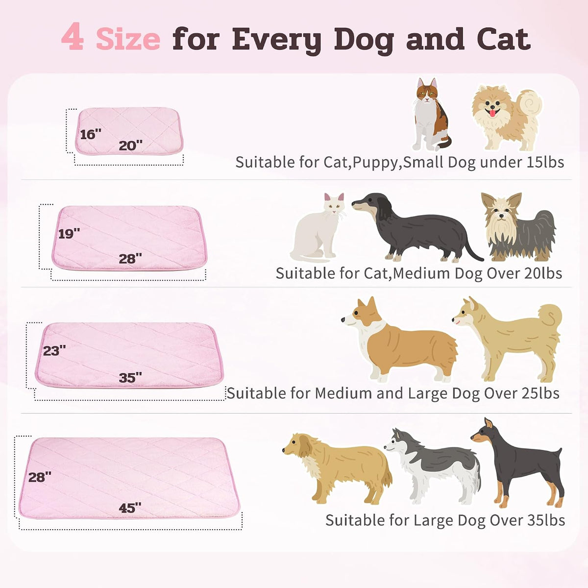 NWK Self Warming Thermal Pet Mat for Dogs and Cats (Blush Pink, Small)