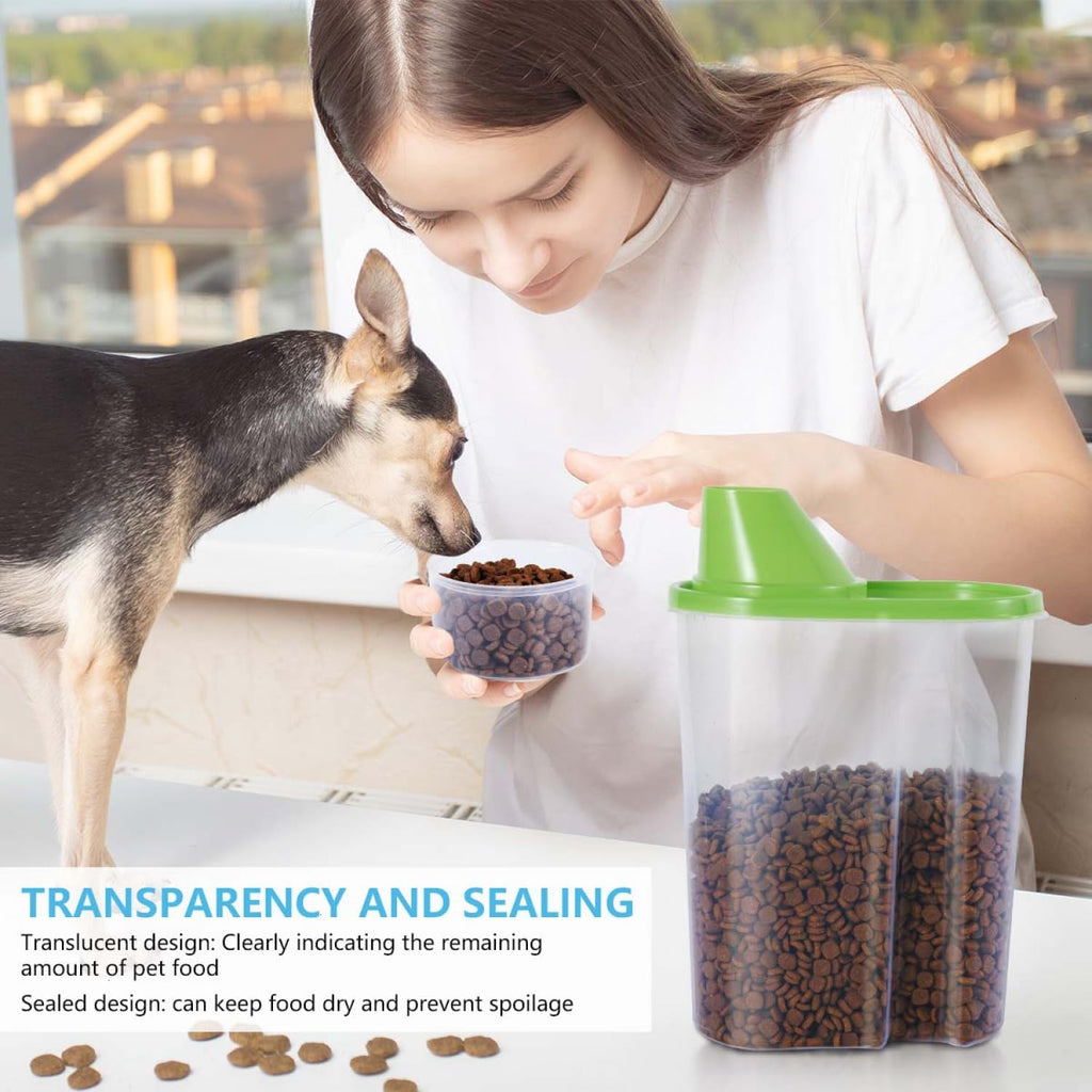 SenseYo 3 Pack 2lb 2.5L Pet Food Storage Container with Measuring Cup BPA Free for Small Dog, Cat, Bird (Blue Pink Green)