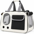 Soft-Sided Cat Carrier, 17.7“×10.2”×11“ Foldable Portable Pet Travel Bag, Cream & Black