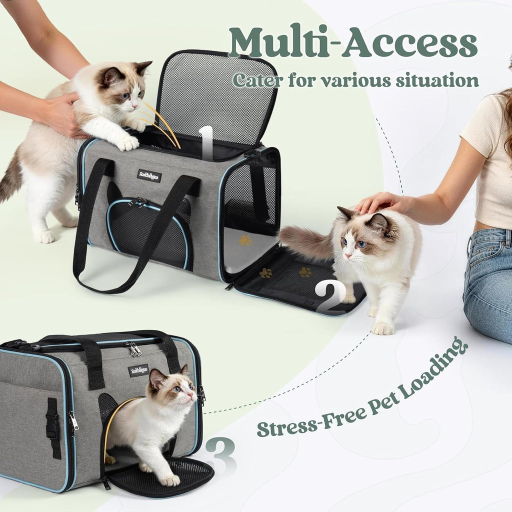 rabbitgoo Cat Carrier Soft with Safety Buckles, Sturdy Comfortable Pet Bag