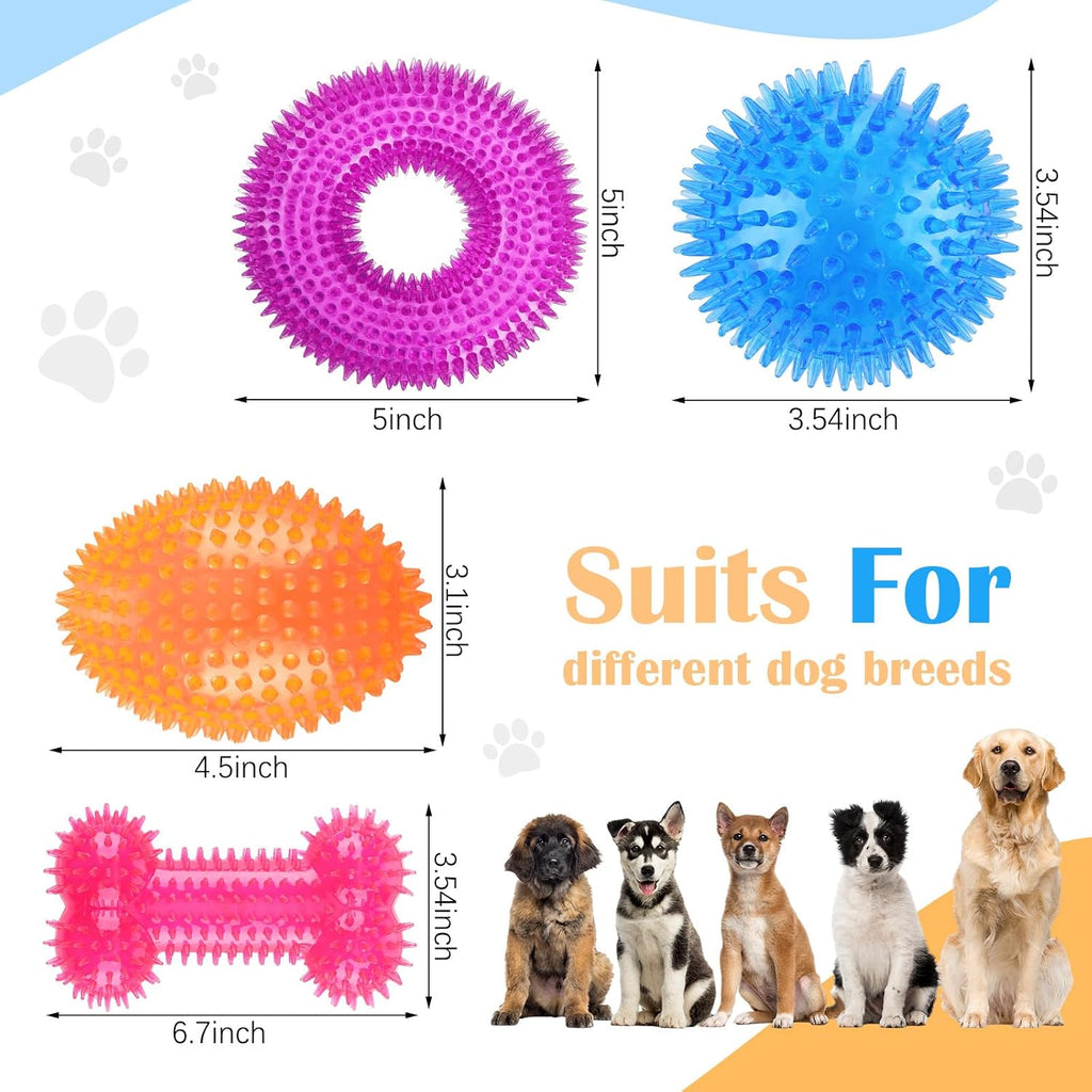 Silipull 4 Pcs Spiky Dog Toy Ball for Large Dogs, Fresh, Various Sizes